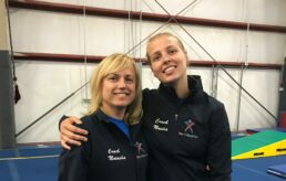 Coach Natasha +Coach Nastia at the trampoline gym