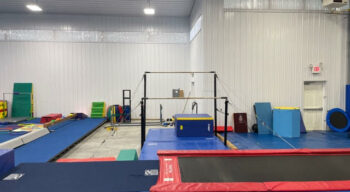 The uneven bars at the gym.