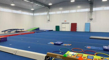 A photo of the gym and the floor.
