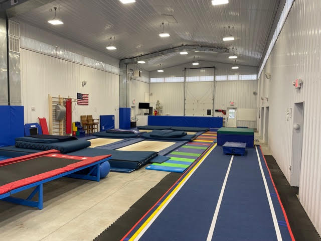 A photo of the gym and the trampolines.